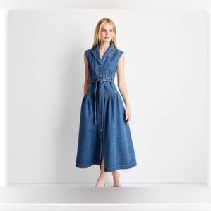 Womens sleeveless Denim Button-front Midi dress - Future collective
